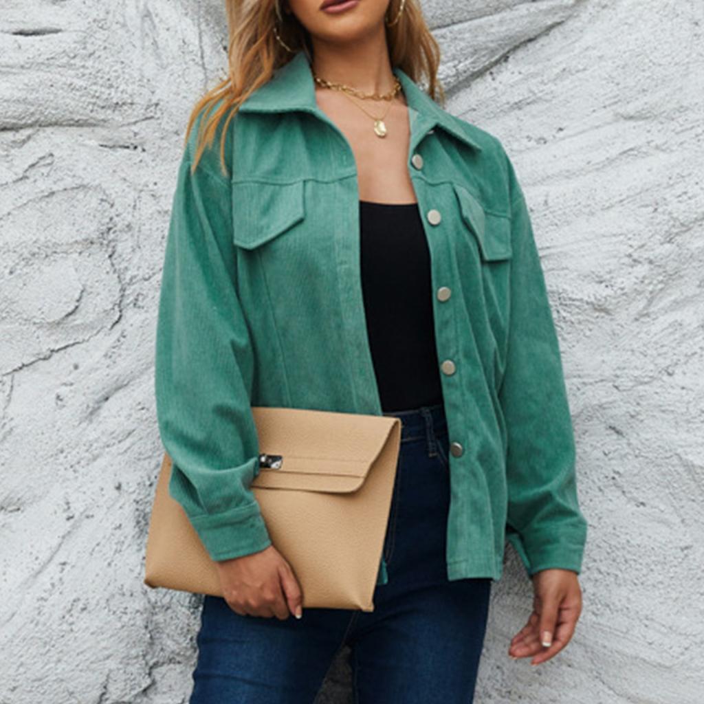 Women's Fashion Button-Down Casual Plaid Long Sleeve Jacket Top