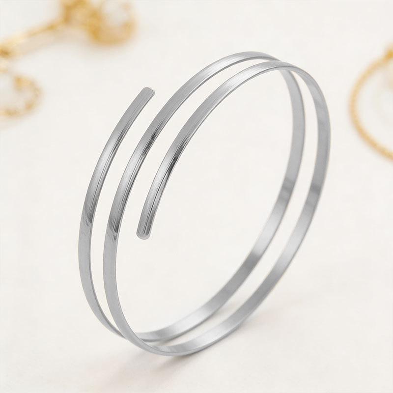 Three-Layer Hollow Geometric Metal Arm Ring: High-End, Adjustable Punk Bracelet