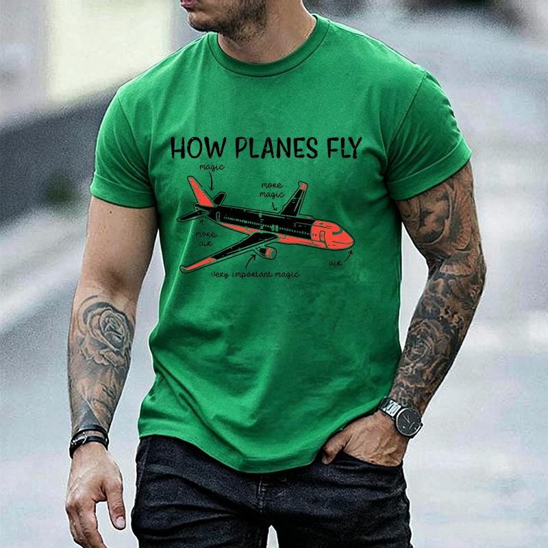 Unisex Funny How Planes Fly Graphic T Shirt Aviation Pilot Lover Gift Short Sleeve Oneck Tees Casual Streetwear Airplane Tshirt
