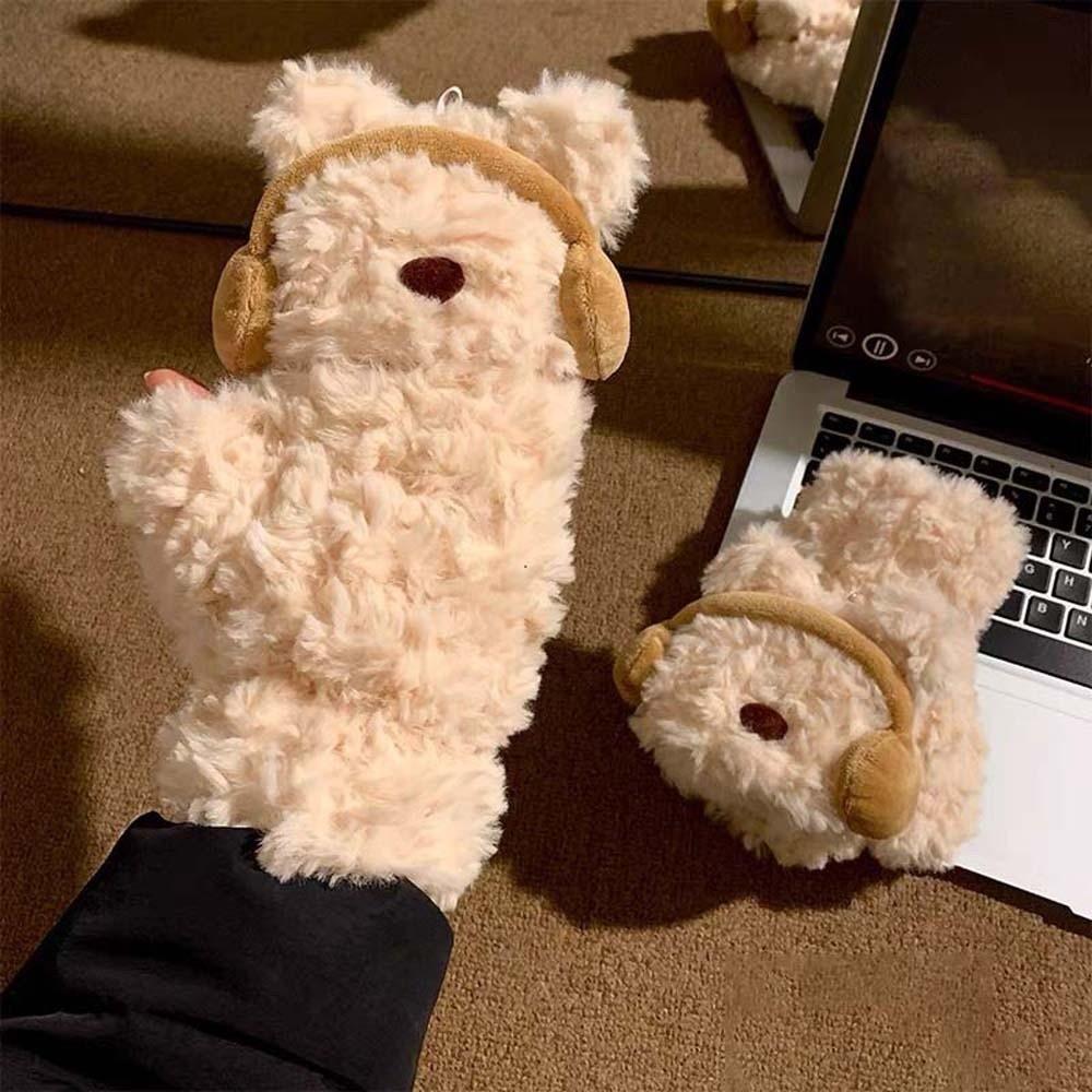 

Акриловые волокна Зимние плюшевые перчатки с откидным верхом Митенки Защита от холода Милые перчатки с мультяшным медведем Студенты бежевый