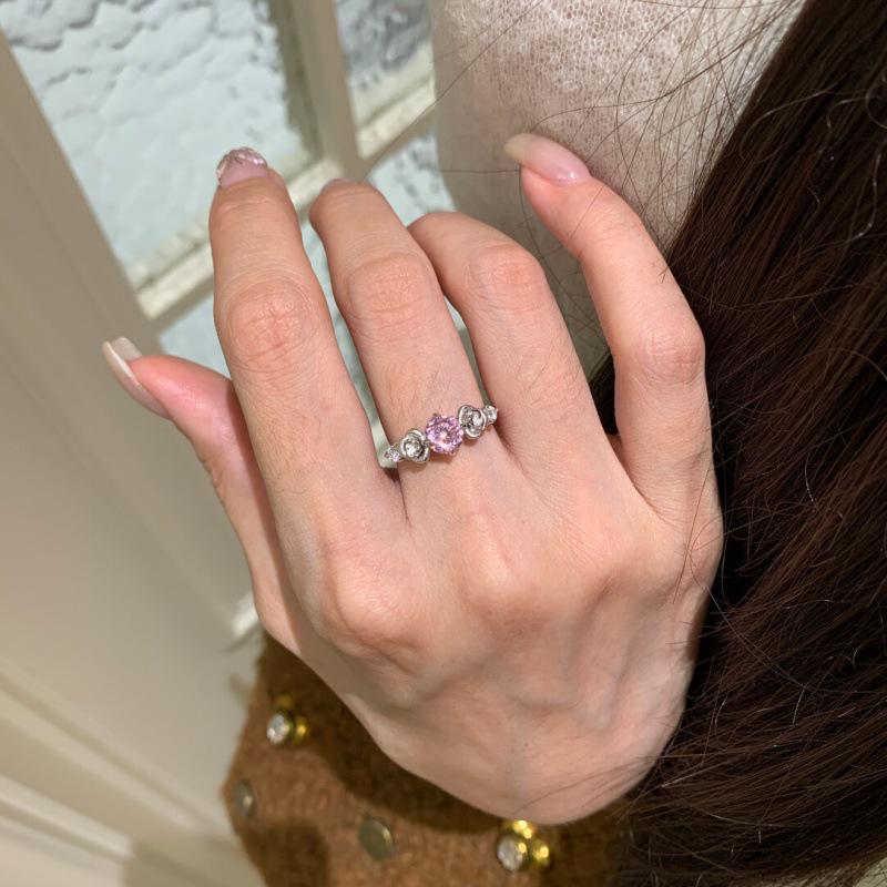 Französischer Luxus Pinker Diamant Aquamarin Rosenring