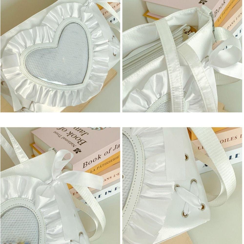 PU PVC Transparente Umhängetasche Schnürung Schleife Handtasche Kreative Anime Tragetasche Herren