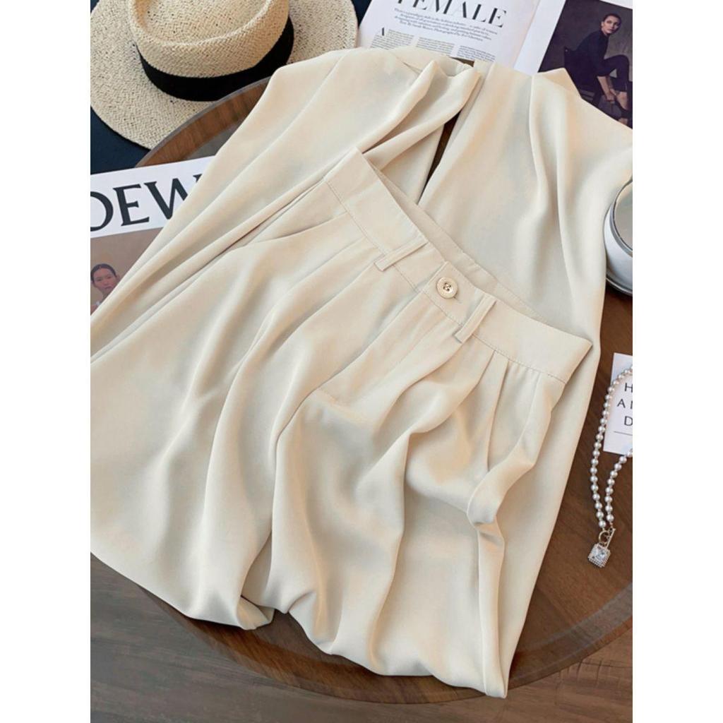 Women's Floor-Length Wide-Leg Pants, Spring/Summer 2026, High-Waisted, Loose Fit, Versatile for Petite Figures, Lightweight, Casual.