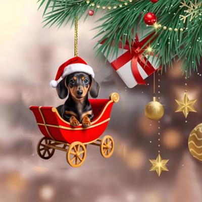 10 Colgantes Acrílicos Planos 2D de Cachorro Dachshund para Encanto de Espejo Retrovisor de Coche, para Mochila, Decoración de Árbol de Navidad, Regalo para Amantes de los Perros