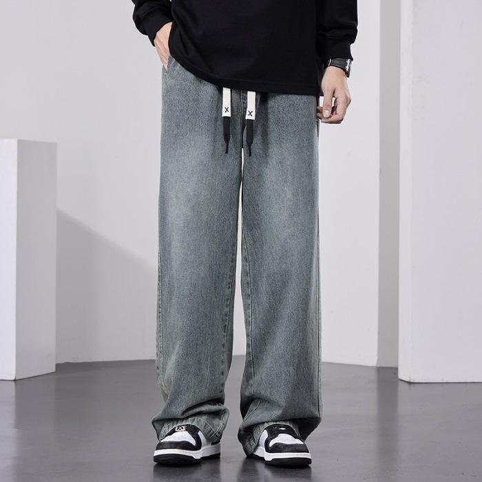 

Jeans Boys American Street Retro Wash Loose Casual Straight Wide-leg Jeans Men 8XL