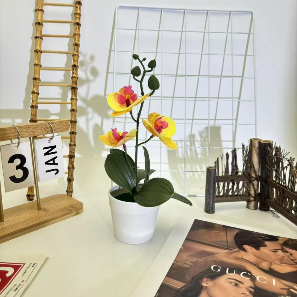 Creative 26cm Simulated Butterfly Orchid DIY Gifts Artificial Orchid Bonsai Faux Flowers for Outdoor Indoor Office