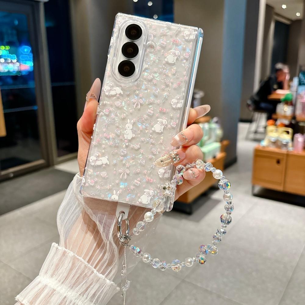 Floral Pattern For Samsung Galaxy Z Fold 7 6 5G Phone Case Magnetic Hinge Bracelet Protective PC Hard Shell (Only Back Cover)