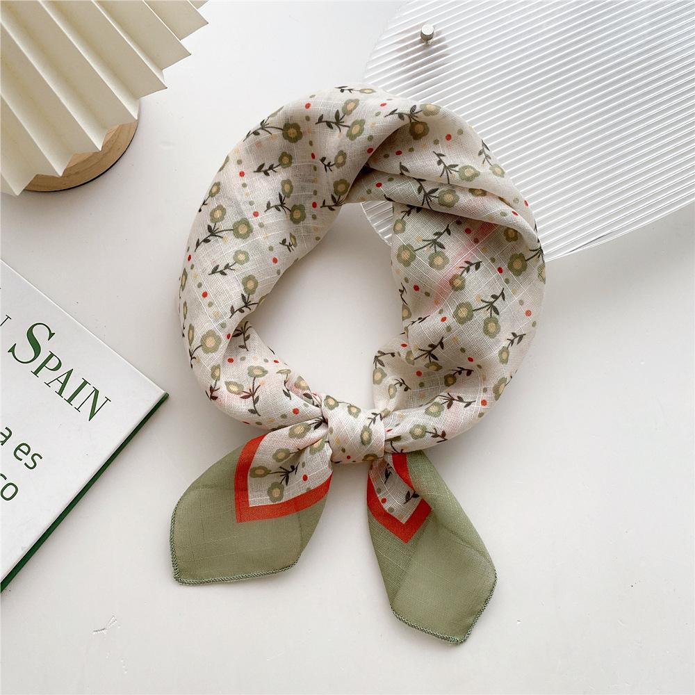 58 Cotton Linen Silk Scarf - Versatile Korean Fashion Neck and Head Bandana for Women