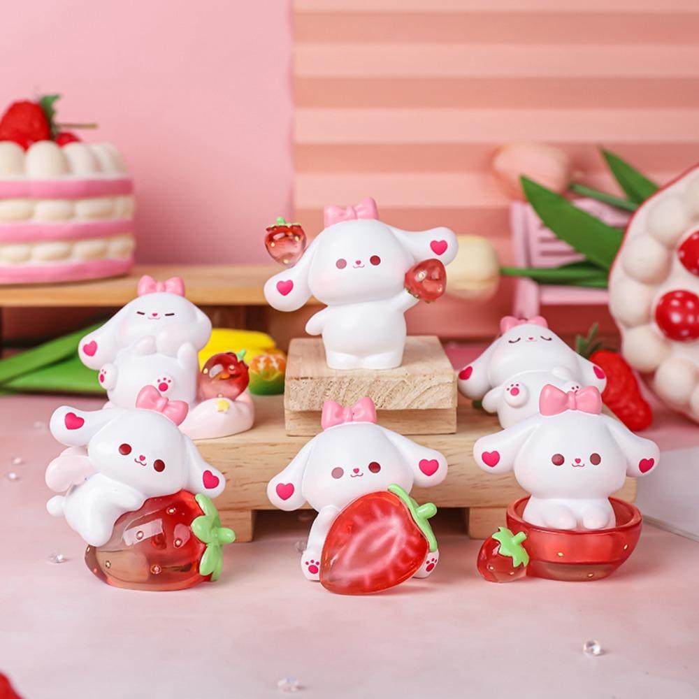 

Model Toy Strawberry Rabbit Figurine Resin Crafts Bunny Micro Landscape Room Decor Style 6