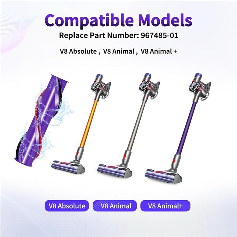 A20F-2Pack Roller Brush Replacement Compatible For Dyson V8 Absolute,V8 Absolute Exclusive,V8 Absolute Pro,Part No. 967485-01