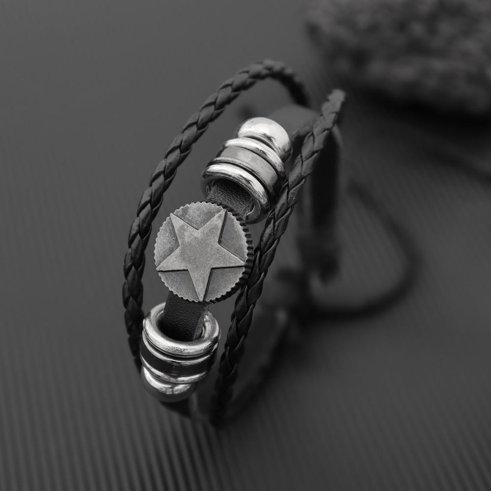 Fashion Punk Personality Accessories Five-pointed Star Beaded Bracelet Simple Versatile Adjustable Men's Bracelet