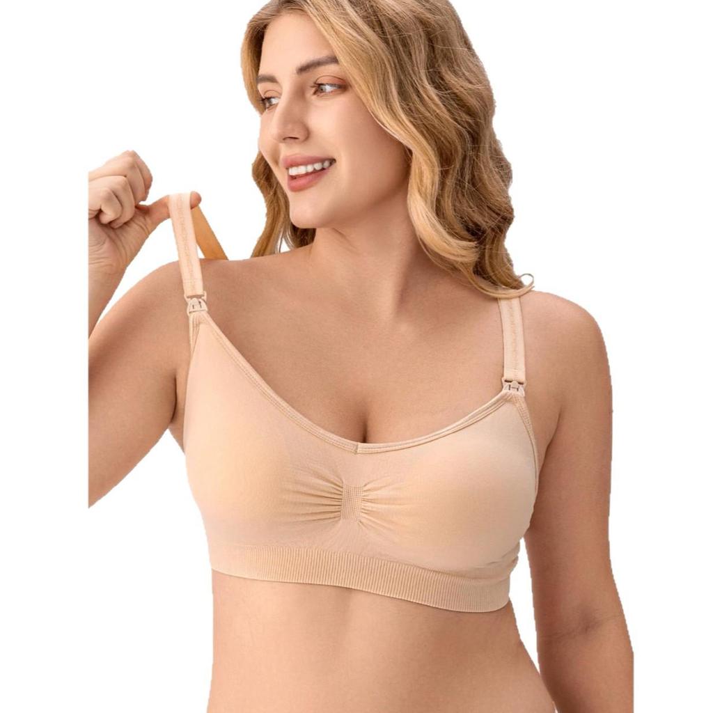 Plus Size Front-Opening Seamless Nursing Bra with Removable Breathable Pads