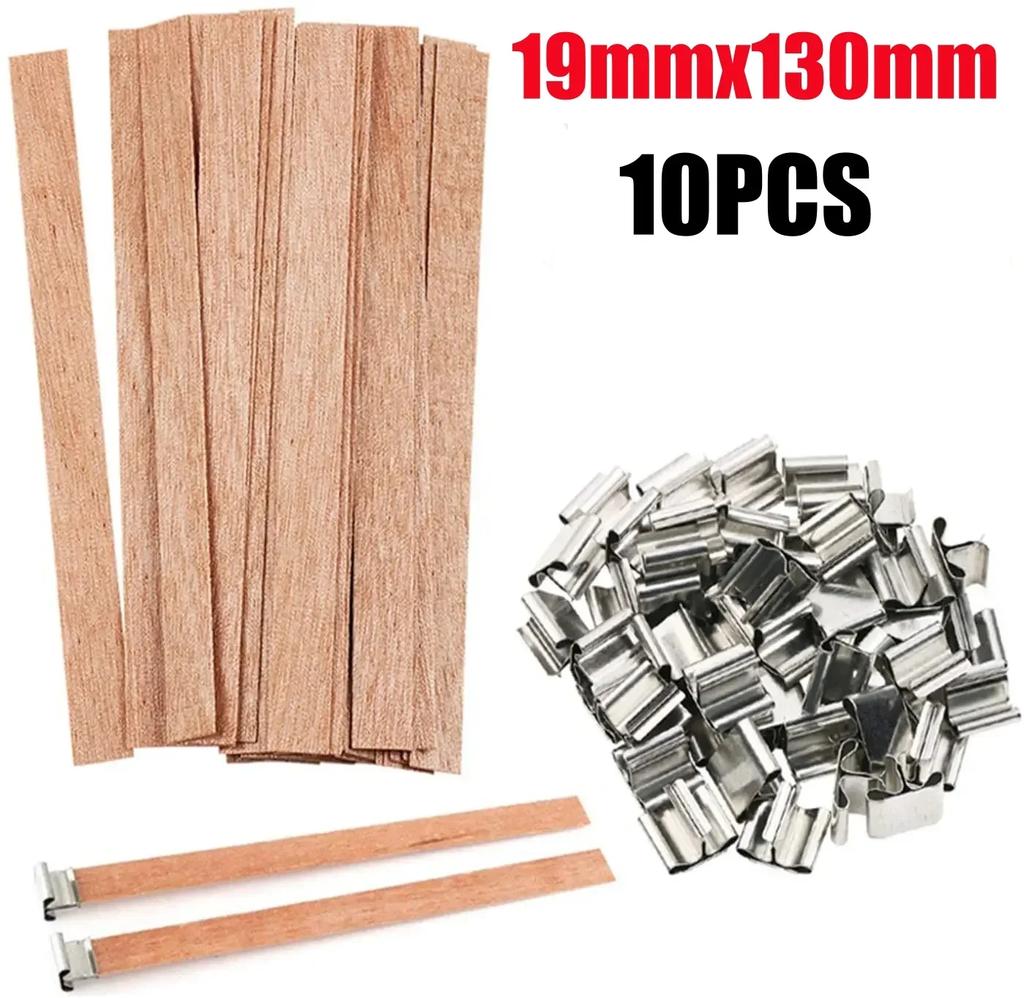 Wooden Wick Candle Making Kit with Clip Base Natural Smokeless DIY Candle Jar Supplies for Homemade Soy Wax Crafting Tools