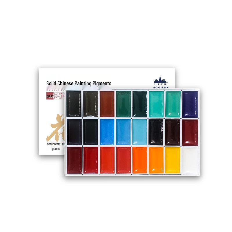 LANPO Chinese Painting Pigments: Solid Pigments for Traditional Ink Art - 12 or 24 Color Sets for Beginners