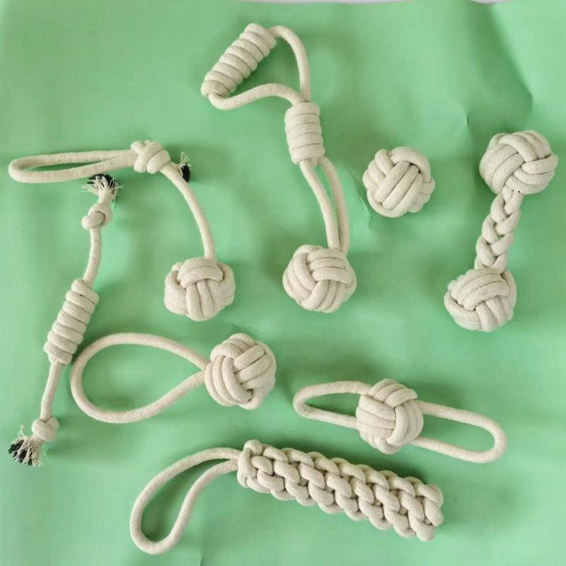 Durable Cotton Rope Dog Chew Toys Set Knot Ball Tug Toy Bone Ring More Small To Large Dogs