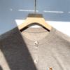 MK Brand Fox Embroidered Wool Cardigan - Single-Breasted, Round Neck Sweater for Autumn/Winter