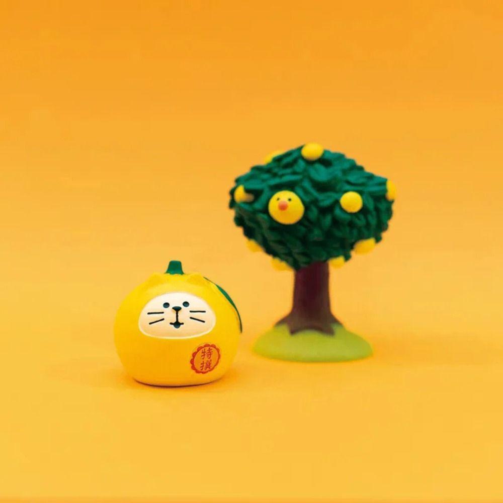 Animal Shapes Japan Zakka Animal Model Resin Grapefruit Cat Model Miniature Decoration  Living Room