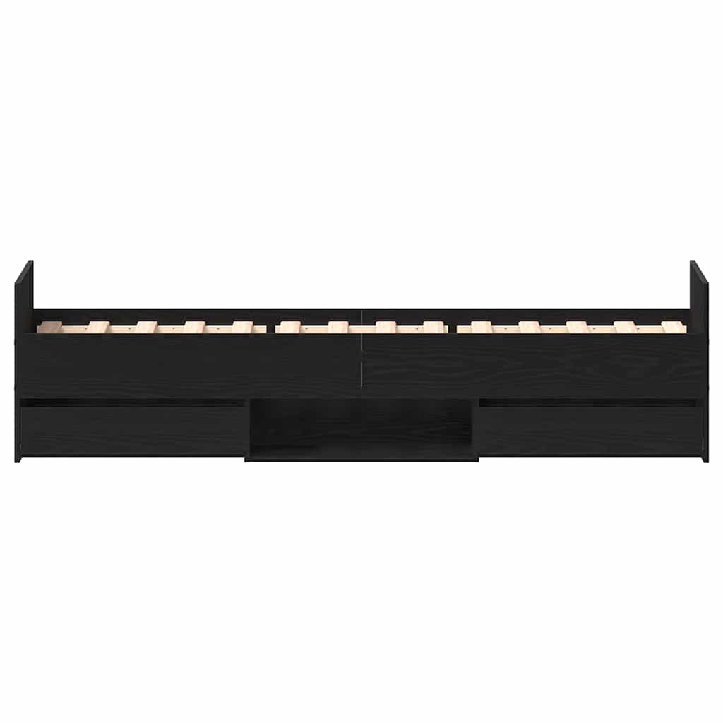Bed Frame Black Oak Effect 193 x 78 x 50 cm Engineered Wood