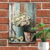 Vintage Daisy Bouquet Metal Tin Sign, Rustic Farmhouse Wall Decor for Home & Kitchen