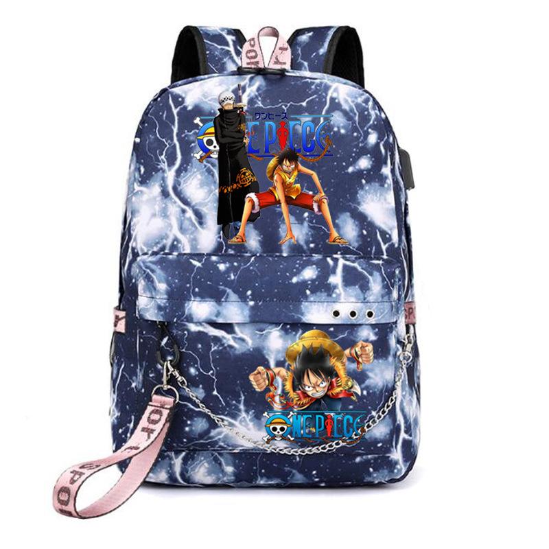 One Piece Print USB School Bag for Primary and Secondary School Students Men and Women Webbing Backpack