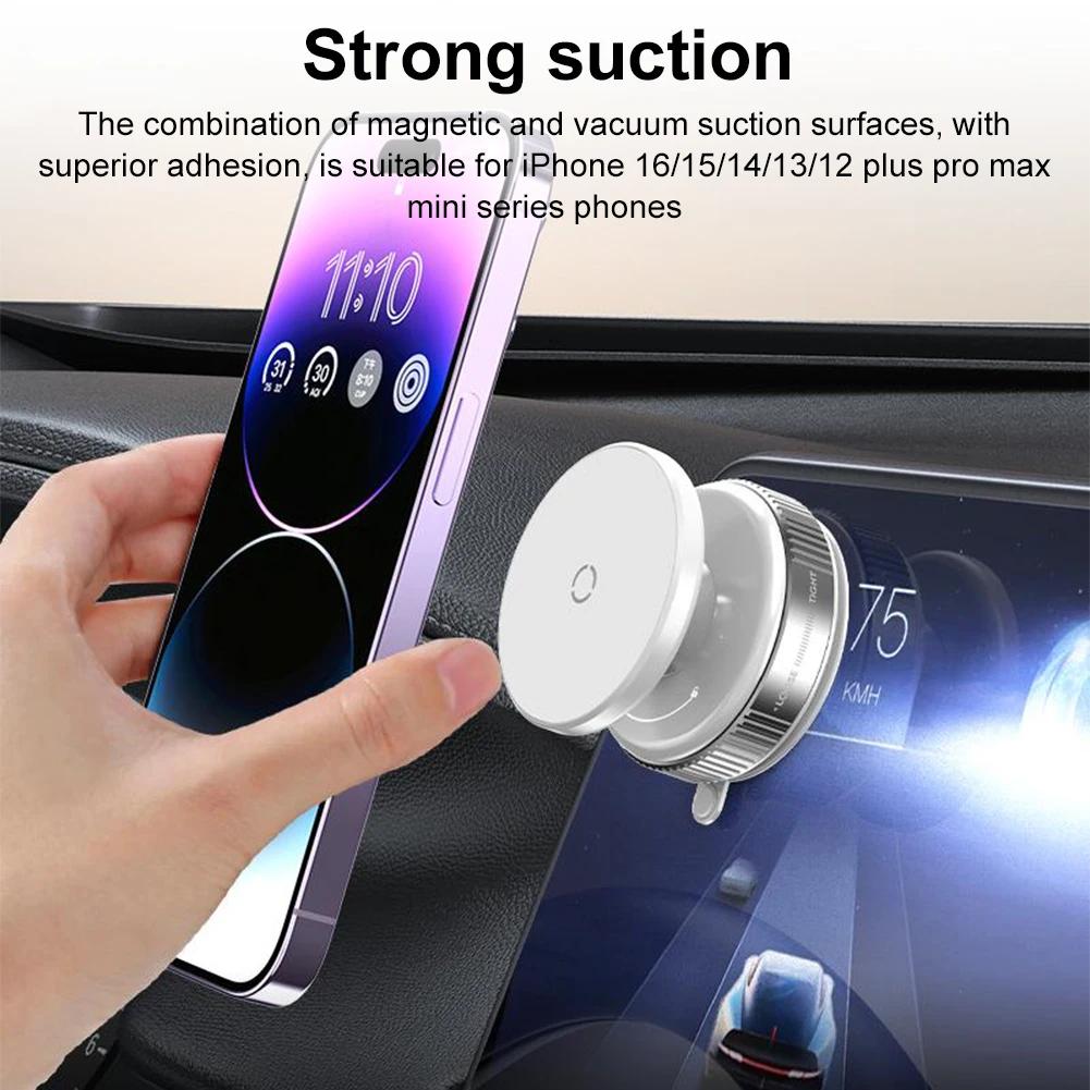 360° Rotatable Vacuum Magnetic Suction Cup Car Phone Holder for Magsafe For Iphone 12 13 14 15 16 Magnetic Attraction Phone Hold