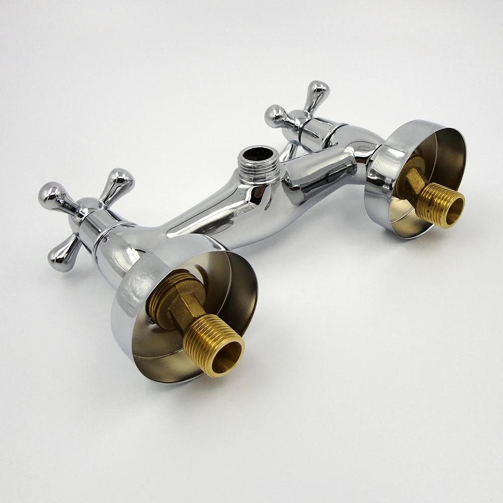 Brass Bathroom Hot and Cold Water Mixing Valve Shower Faucet Double Control Double Handle Into The Wall Flower Sprinkler Faucet