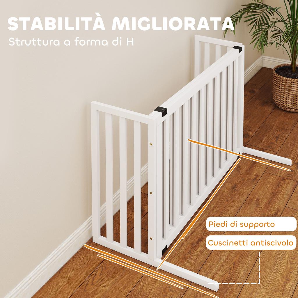 Dog Gate for Medium and Small Size Extendable Freestanding In Wood, 102-183x57x70 Cm, White