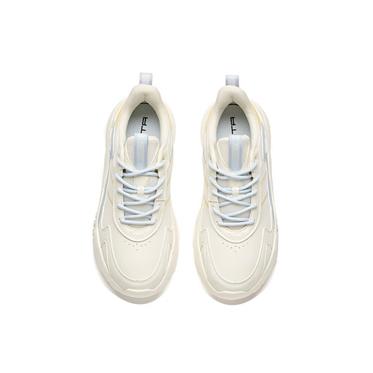 Anta Lifestyle Series Synthetic Leather Non-Slip Wear-Resistant Low-Top Dad Shoes Women Sneaker White Blue Yellow 922048823-3