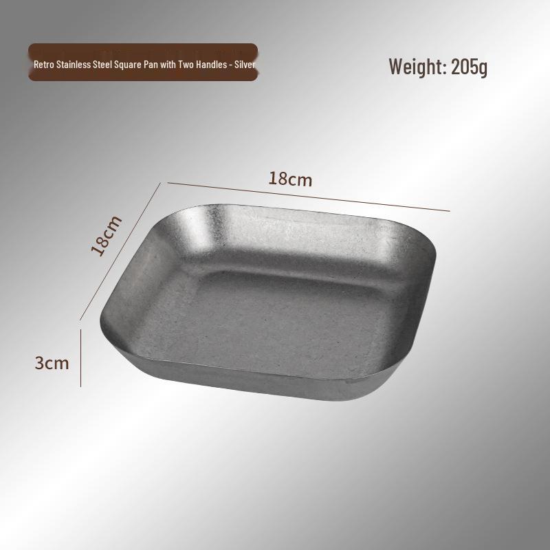 Retro Stainless Steel Double-Ear Snack Tray for Fried Chicken & Fries
