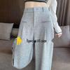 Petite High Waist Wide Leg Pants for Women - Spring/Autumn 145-150cm, Slimming Black Straight Leg