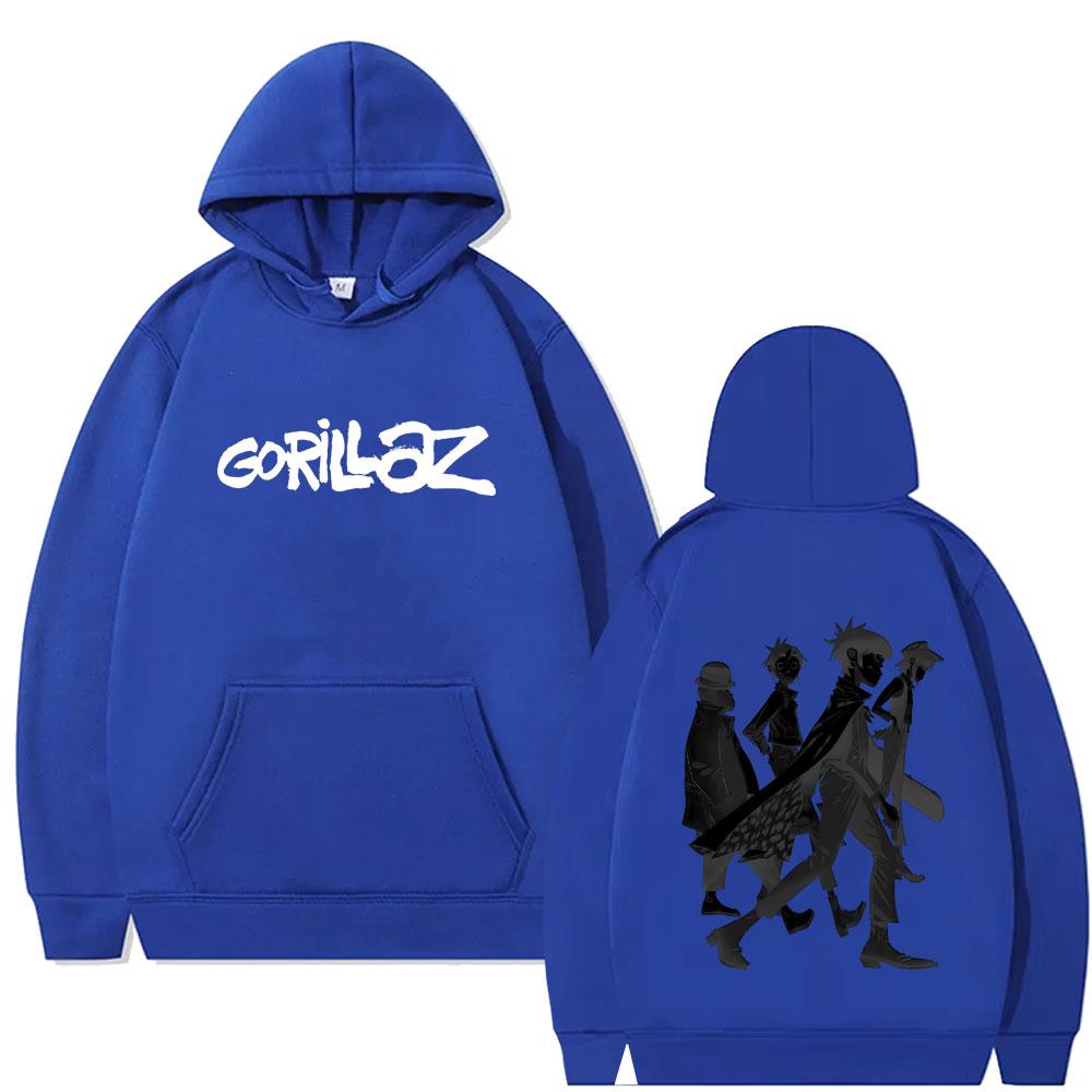 Limitierter Gorillaz-Hoodie mit Rockband-Print für Damen und Herren, lässiges Oversize-Sweatshirt mit Kapuze, modischer Fleece-Hoodie in hoher Qualität.