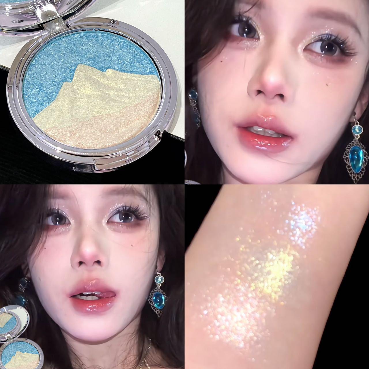 

PINKYFOCUS Starry Glow Highlighter Powder, Effortlessly Enhances Face with Natural, Pearlescent, 3D Sparkle. 9g
