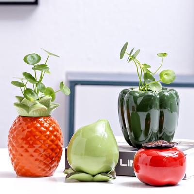 Keramikvase Bunte Kaki Gemüse und Früchte Cartoon Obst Blumentopf Künstliche Gemüseblumenvase Heimdekoration