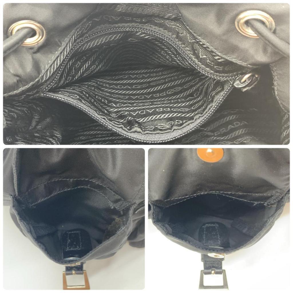 PRADA Tessuto Nylon Rucksuck Backpack Daypack Leather Black Women's Triangle Logo Plate