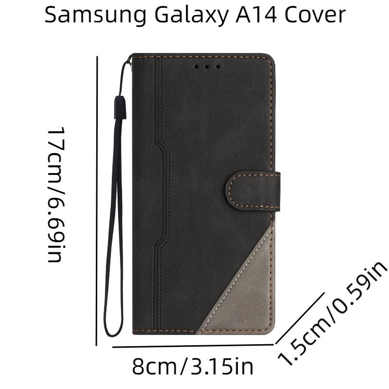 

Luxury Pu+tpu Phone Cover For Samsung A14 Shockproof Stand Trendy Colors Blue Red Brown Purple Green) чёрный
