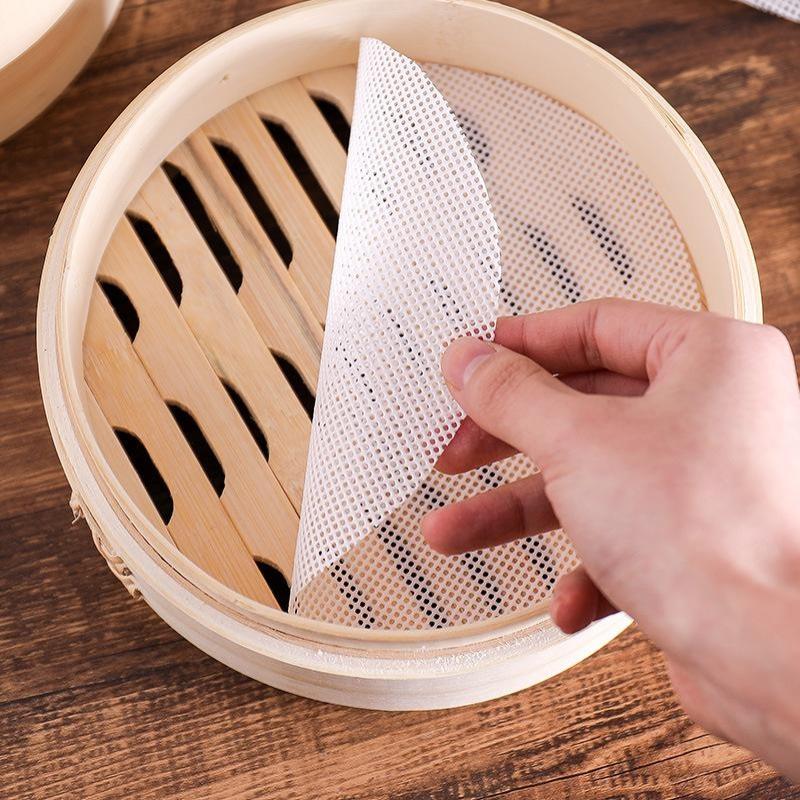 1Pcs Reusable White Silicone Non-Stick Steamer Liners Round Steaming Mat For Bamboo Steamer Cooking Heat Resistant Kitchen