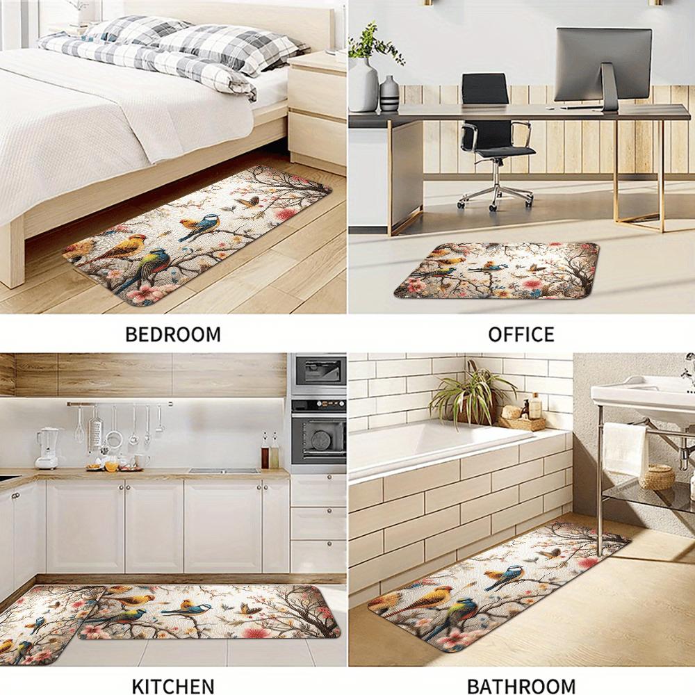 1Pcs Cartoon Country Pattern Floor Mat Modern Kitchen Polyester Rug, Non-Slip Colorful Indoor Carpet, For Home Bathroom Bedroom Living Room Decor