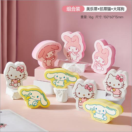 Kawaii Cute Dish Sponge Kitty My Melody Cinnamoroll Soft Foamy Durable For Kitchen Pot Pan Dishwashing Cleaning Scouring Pad