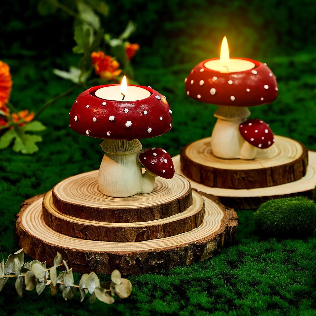 Cozy Mushroom Tealight Holders, Set of 1 Fairycore Farmhouse Decor for Table Centerpiece, Perfect Gift Idea