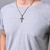 Funky Easter Stripe Cross Cool Pendant Necklace, Men's Trendy Stainless Steel Necklace Fashion Accessories