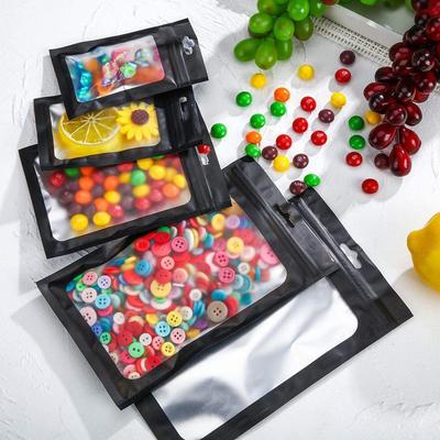 100 Pcs Flat Foil Zip Lock Bags Bath Salt Cosmetic Bag One Side Clear Mini Thick Mylar Resealable Bags Smell Proof
