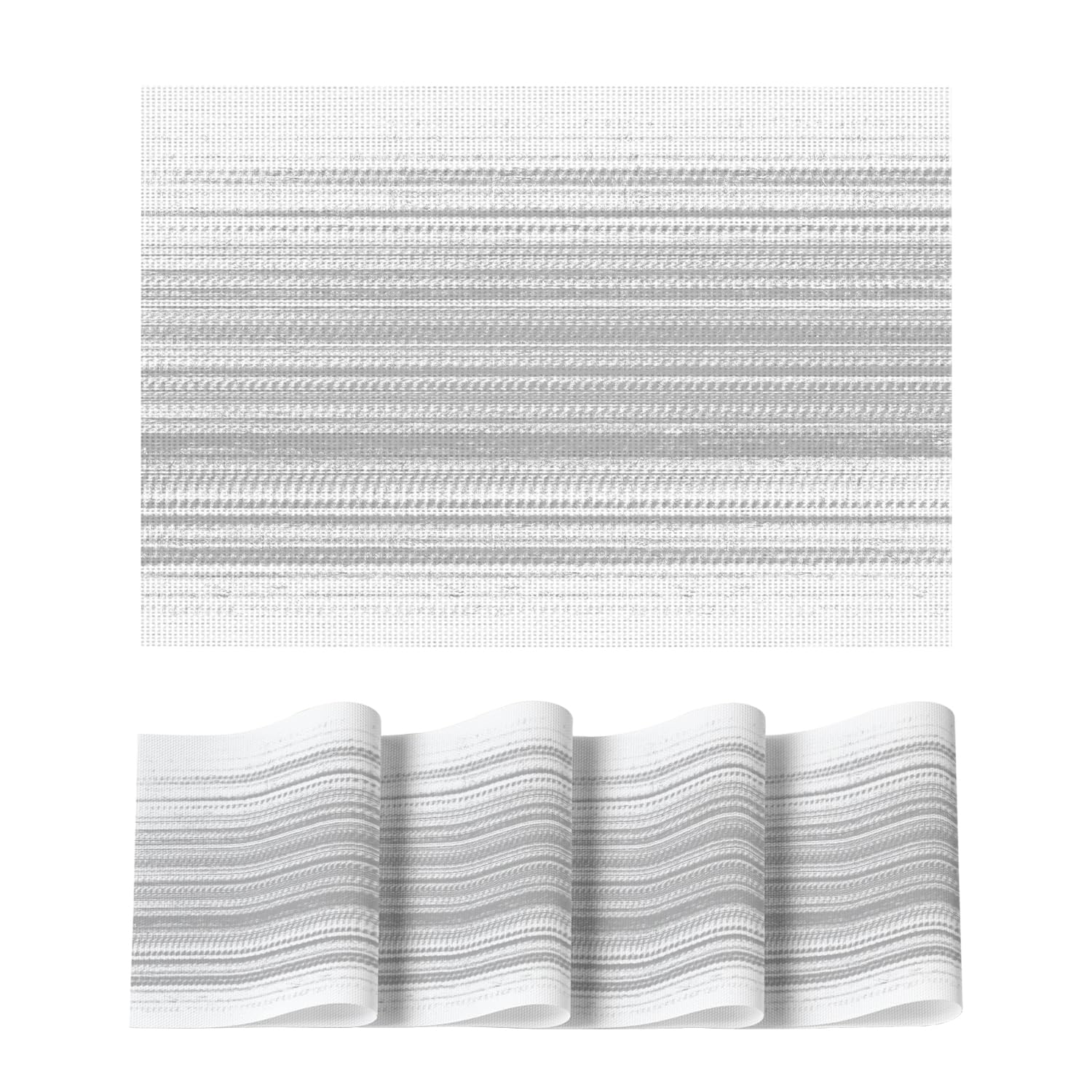 

Green Gradient Stripes Placemats Set of 4, Washable Heat Resistant Non-Slip Woven Plastic Spring PVC Place Mats 12 x 18 , Rectangular Set of 4