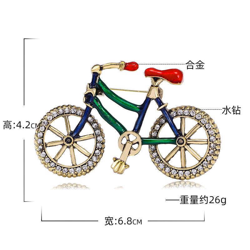Rhinestone Creative Bicycle Brooch Fashion Drip Pin Women's Clothing Accessories Bags Bicycle Corsage