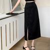 New Chinese Style Buckle Versatile Temperament Slit Skirt Summer New Retro High Waist Mid-length Skirt