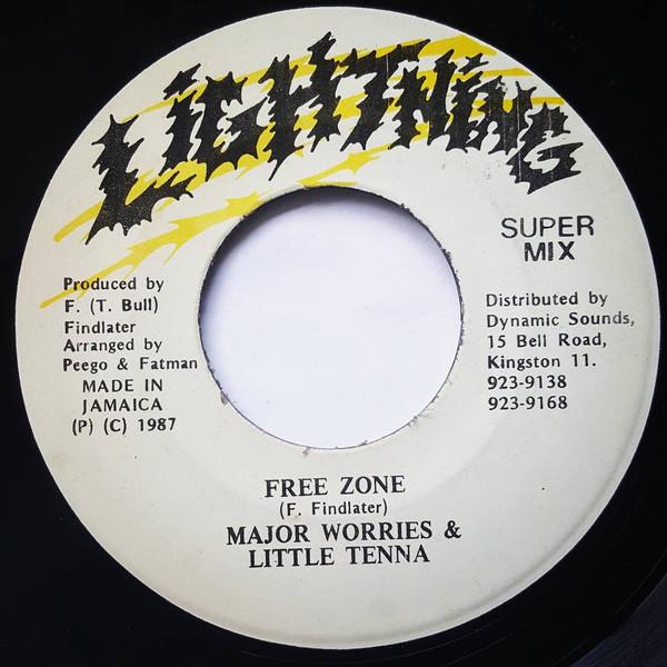 7inch Record MAJOR WORRIES & LITTLE TENNA - Free Zone NONE Lightning 1987 Jamaica Reggae, Ska & Dub Used