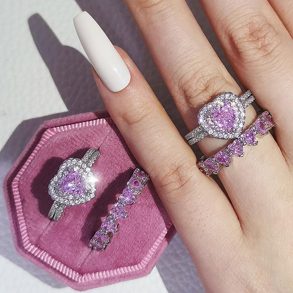 Luxury Fashion Peach Heart Women's Combination Ring (Model: R4599-r4578)