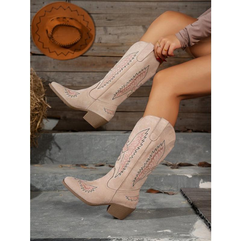 

New Women s Single Shoes, Pointed-toe, Thick-heeled, Mid-heeled, Long Boots, Women s Boots 43 розовый