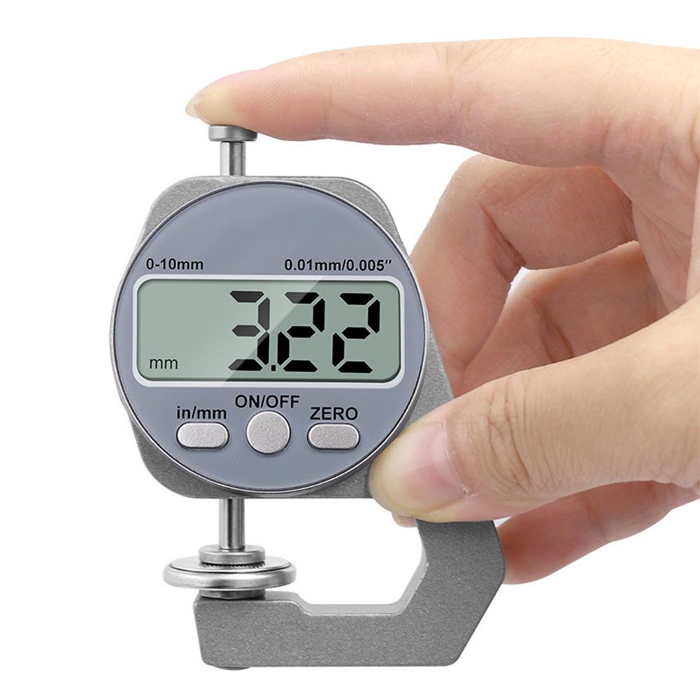 Electronic Thickness Measuring Tool LCD Display 0-10mm Mechanist Tester Extra Battery Thickness Meter Unit Conversion for Cloth