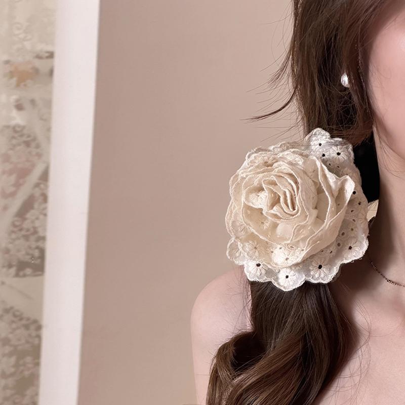 Flower Clip Rose Half-Tied Hairpin Women Headdress Big Flower Large Shark Claws