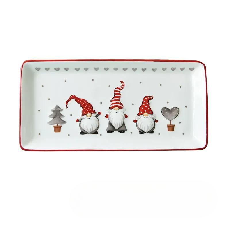 Nordischer Weihnachtsmann Keramik Geschirr und Tafelgeschirr Relief Reis Salatschüssel Westlicher Stil Flacher Teller Tasse Teekanne